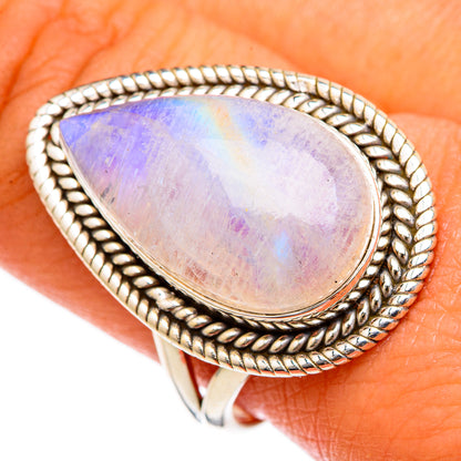 Rainbow Moonstone Rings handcrafted by Ana Silver Co - RING103320