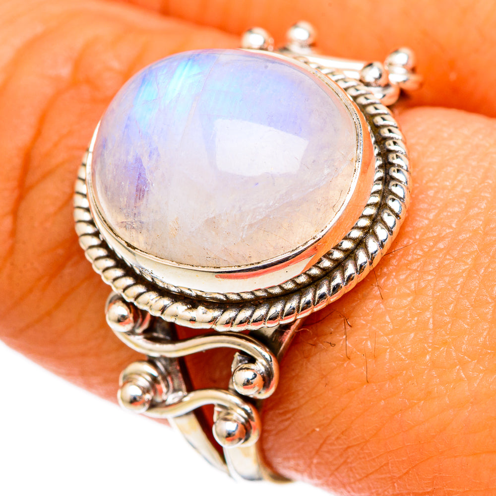 Rainbow Moonstone Rings handcrafted by Ana Silver Co - RING103321