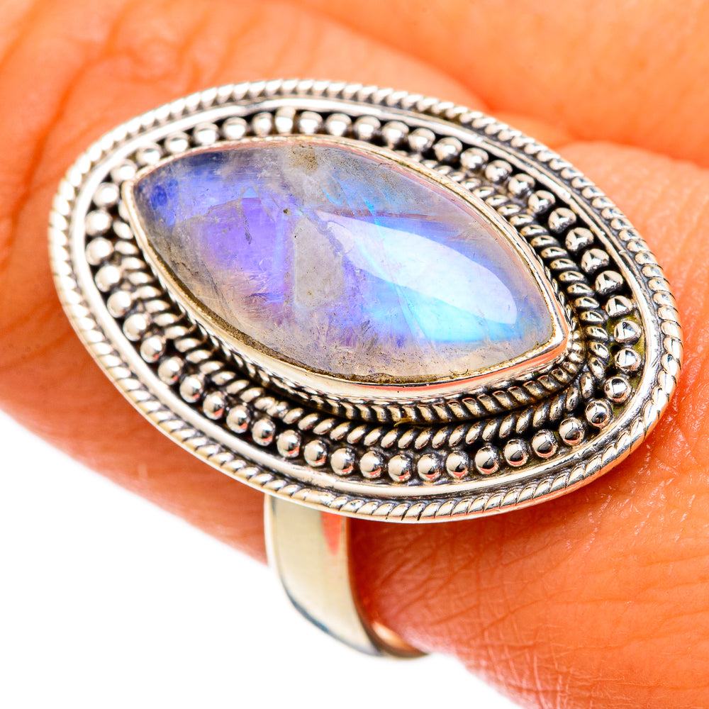Rainbow Moonstone Rings handcrafted by Ana Silver Co - RING103322