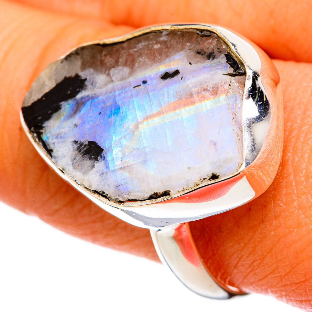 Rainbow Moonstone Rings handcrafted by Ana Silver Co - RING103325