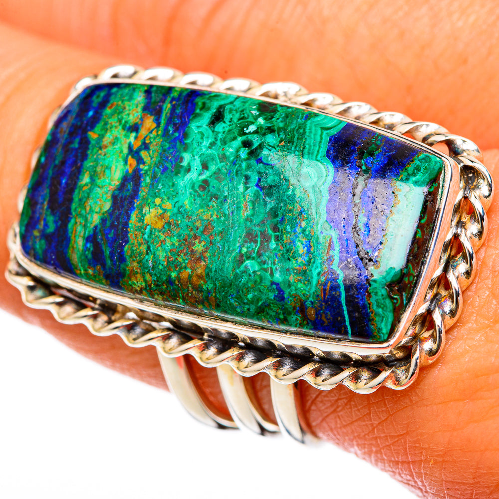 Azurite Malachite Rings handcrafted by Ana Silver Co - RING103326