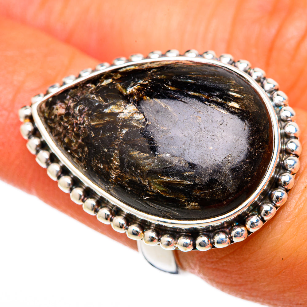 Golden Seraphinite Rings handcrafted by Ana Silver Co - RING103352