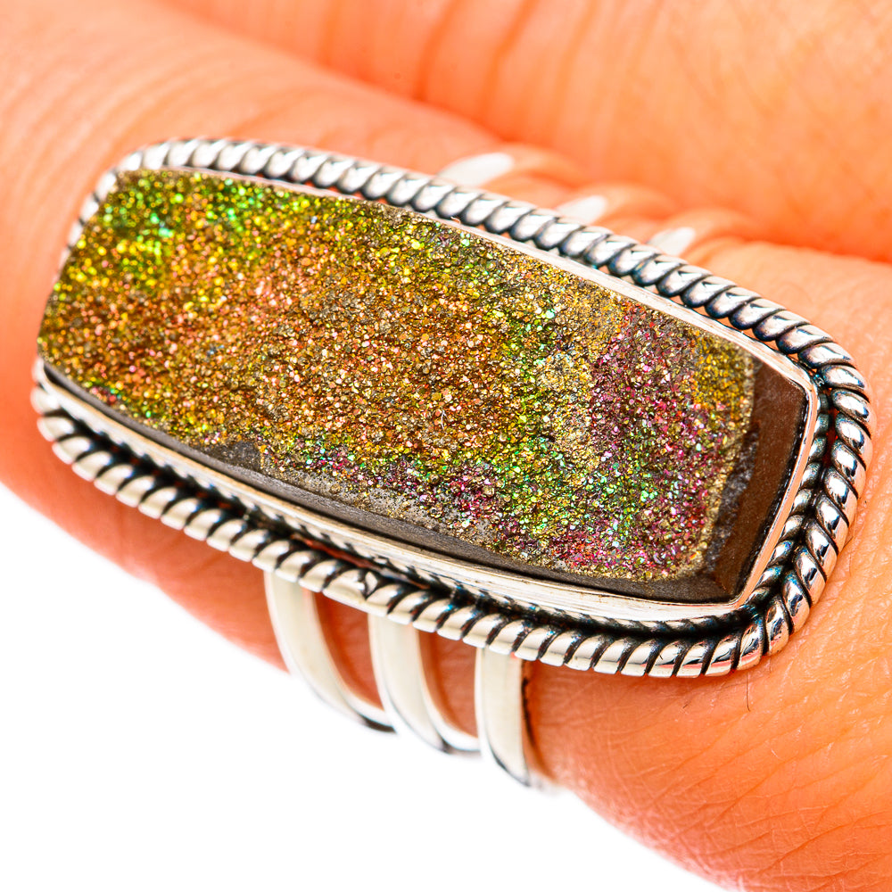 Spectro Pyrite Druzy Rings handcrafted by Ana Silver Co - RING103373