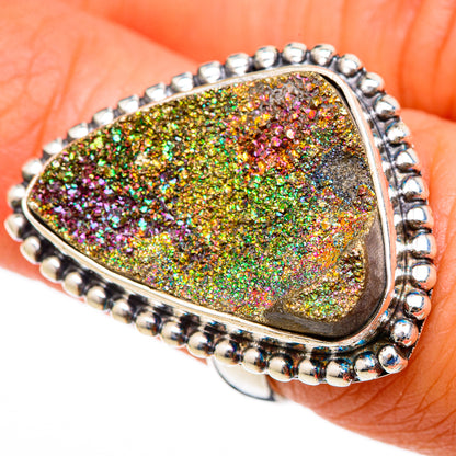 Spectro Pyrite Druzy Rings handcrafted by Ana Silver Co - RING103420