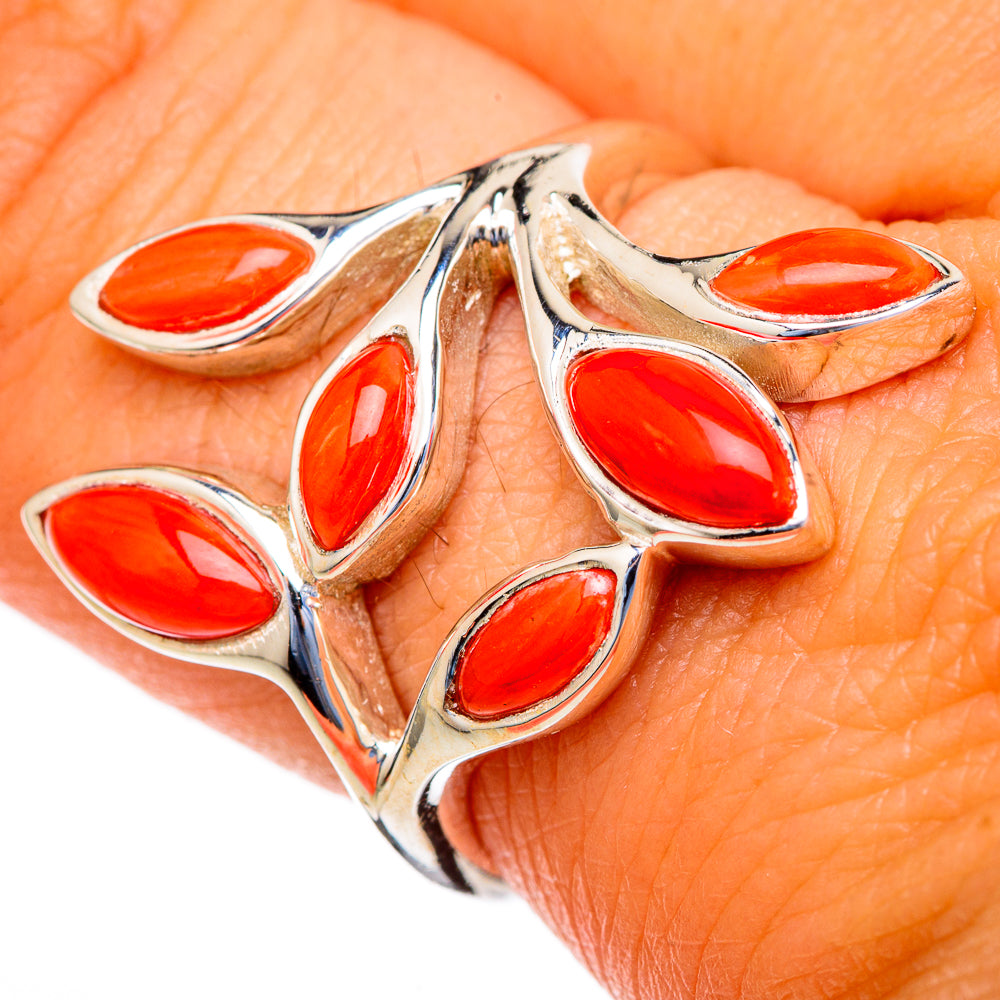 Mediterranean Red Coral Rings handcrafted by Ana Silver Co - RING103495
