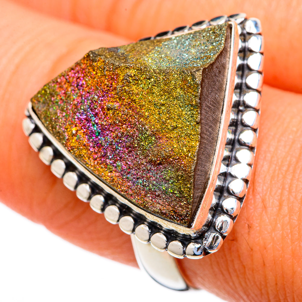 Spectro Pyrite Druzy Rings handcrafted by Ana Silver Co - RING103500