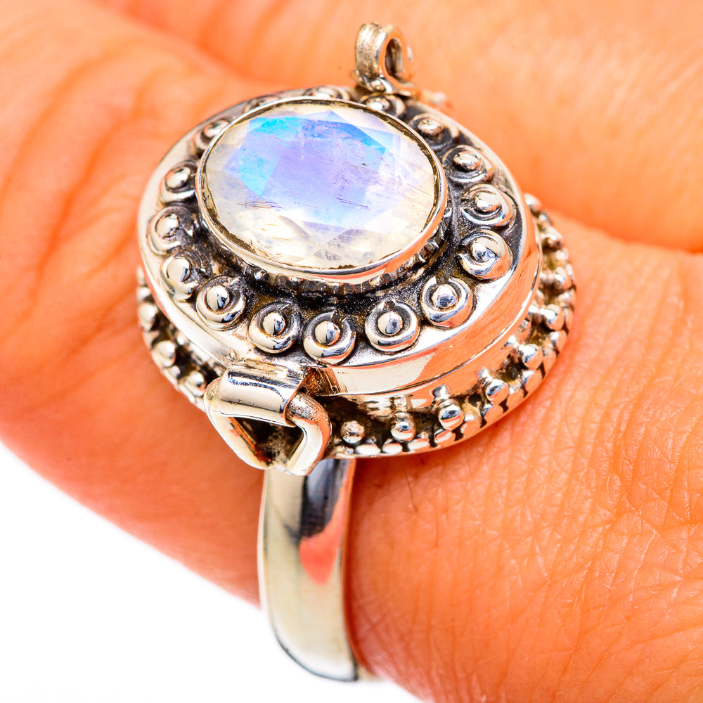 Rainbow Moonstone Rings handcrafted by Ana Silver Co - RING103501