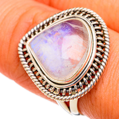 Rainbow Moonstone Rings handcrafted by Ana Silver Co - RING103505
