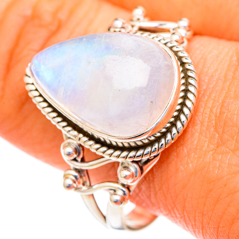 Rainbow Moonstone Rings handcrafted by Ana Silver Co - RING103531