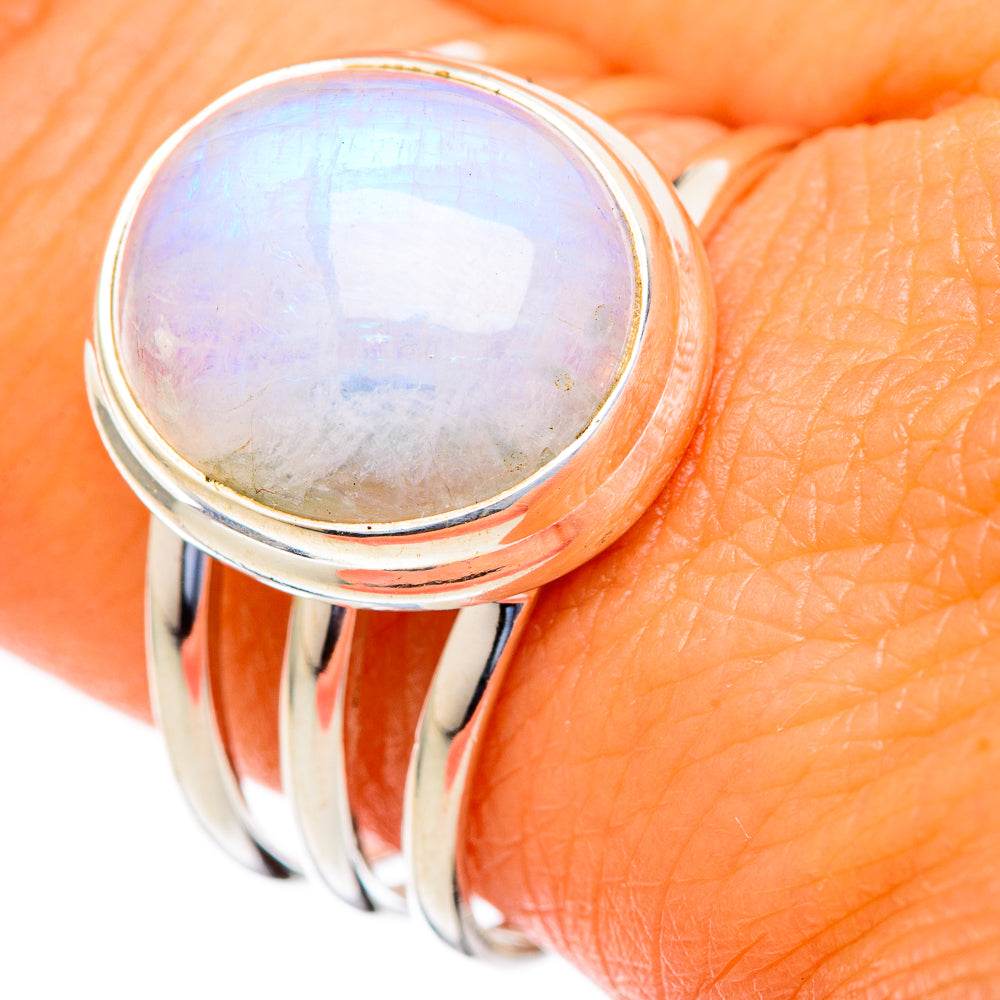 Rainbow Moonstone Rings handcrafted by Ana Silver Co - RING103534