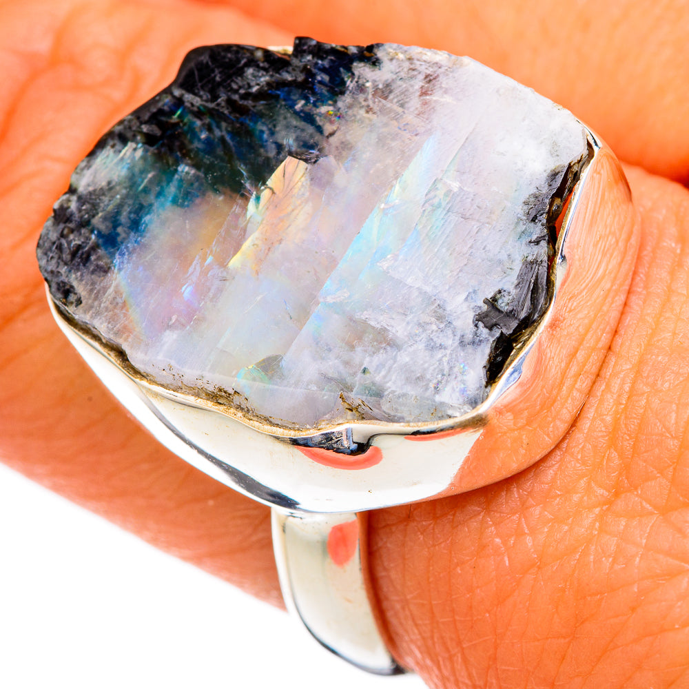 Rainbow Moonstone Rings handcrafted by Ana Silver Co - RING103535