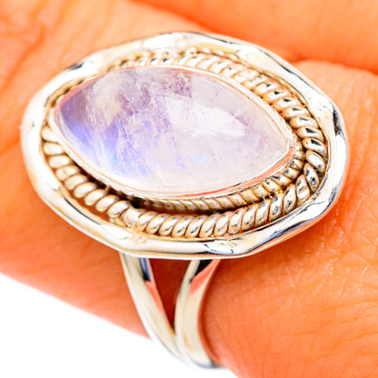 Rainbow Moonstone Rings handcrafted by Ana Silver Co - RING103559