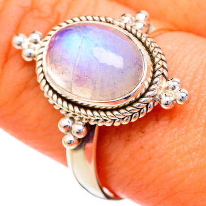 Rainbow Moonstone Rings handcrafted by Ana Silver Co - RING103560
