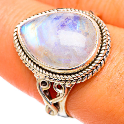 Rainbow Moonstone Rings handcrafted by Ana Silver Co - RING103561