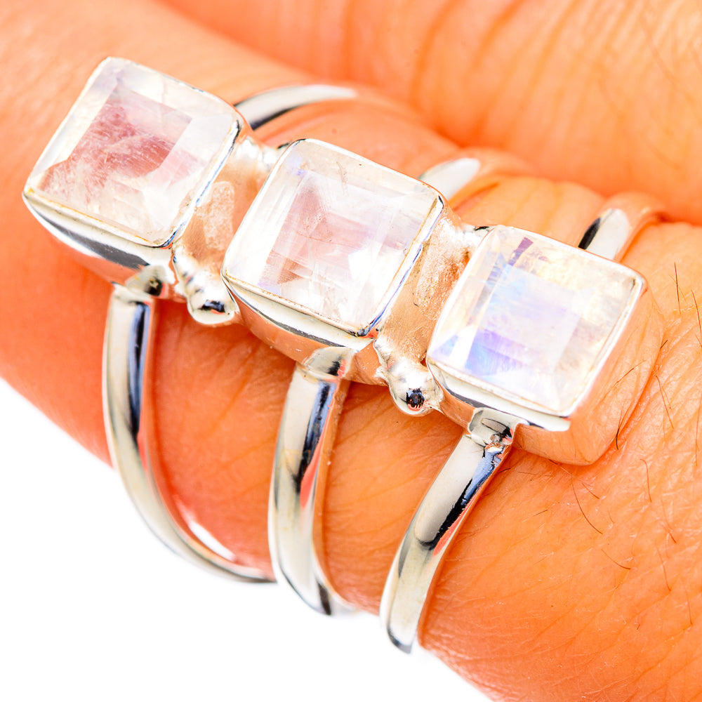 Rainbow Moonstone Rings handcrafted by Ana Silver Co - RING103562