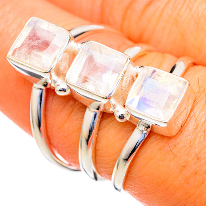 Rainbow Moonstone Rings handcrafted by Ana Silver Co - RING103562