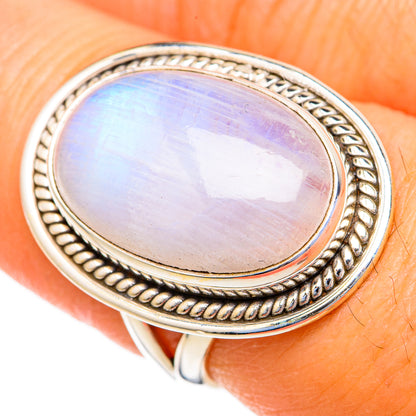 Rainbow Moonstone Rings handcrafted by Ana Silver Co - RING103563