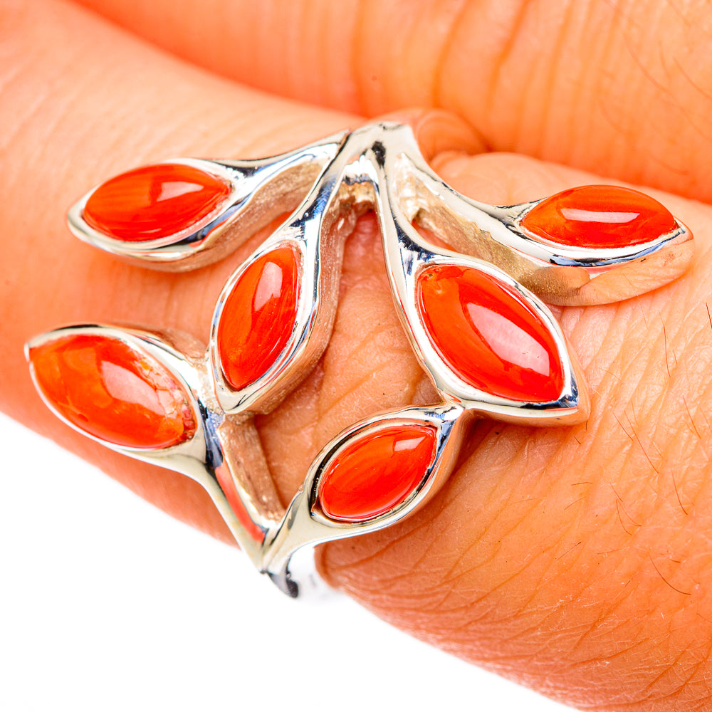 Mediterranean Red Coral Rings handcrafted by Ana Silver Co - RING103580