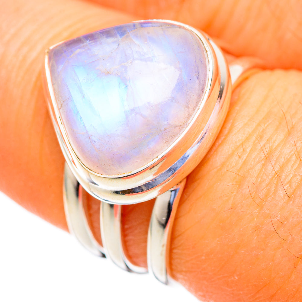 Rainbow Moonstone Rings handcrafted by Ana Silver Co - RING103586
