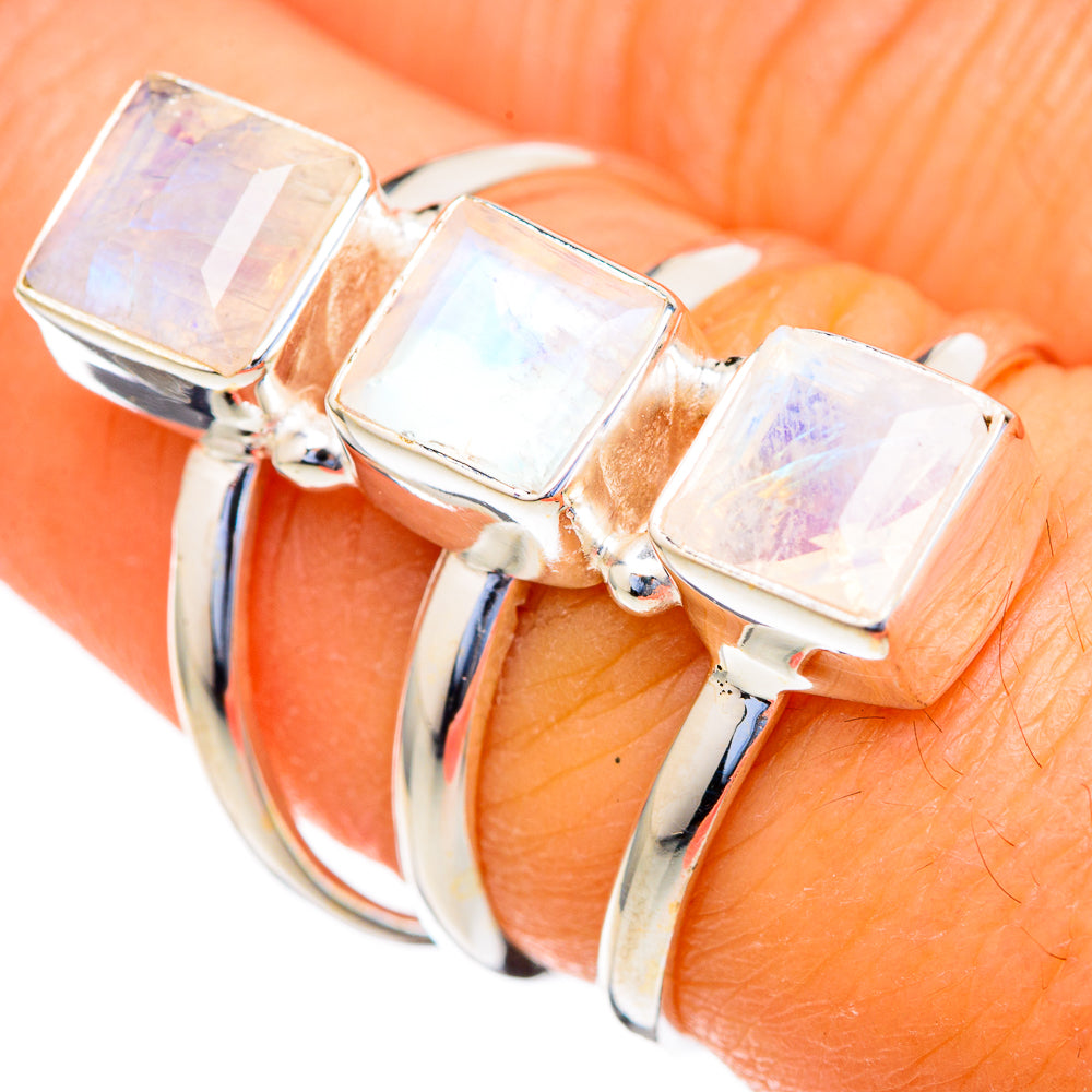 Rainbow Moonstone Rings handcrafted by Ana Silver Co - RING103587