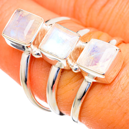 Rainbow Moonstone Rings handcrafted by Ana Silver Co - RING103587