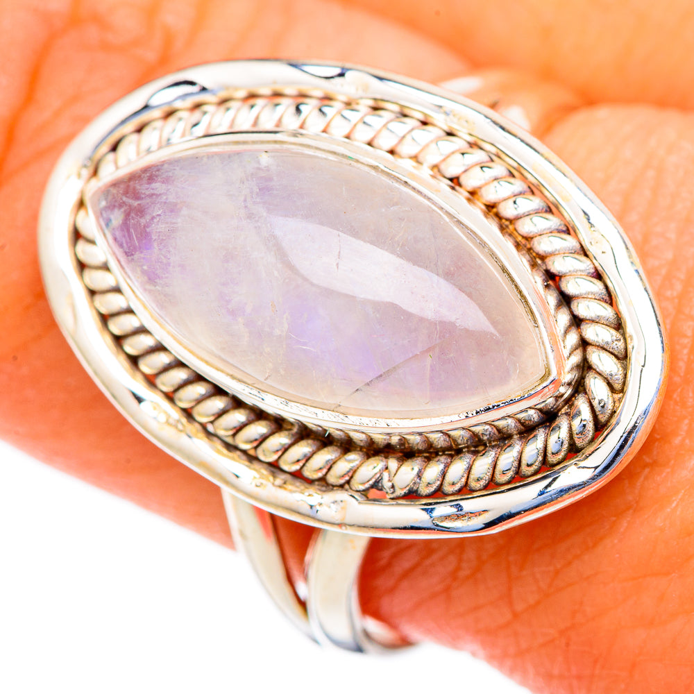 Rainbow Moonstone Rings handcrafted by Ana Silver Co - RING103588
