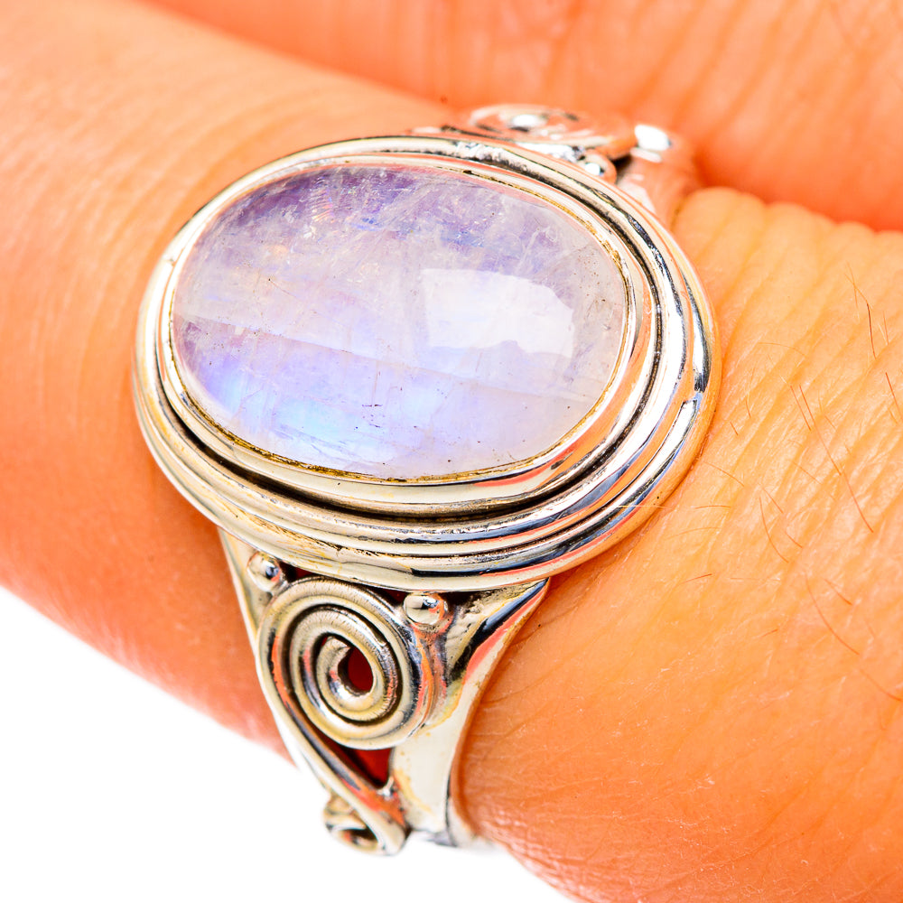 Rainbow Moonstone Rings handcrafted by Ana Silver Co - RING103589