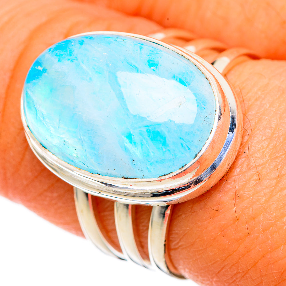 Rainbow Moonstone Rings handcrafted by Ana Silver Co - RING103598