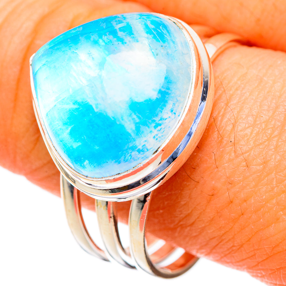 Rainbow Moonstone Rings handcrafted by Ana Silver Co - RING103599