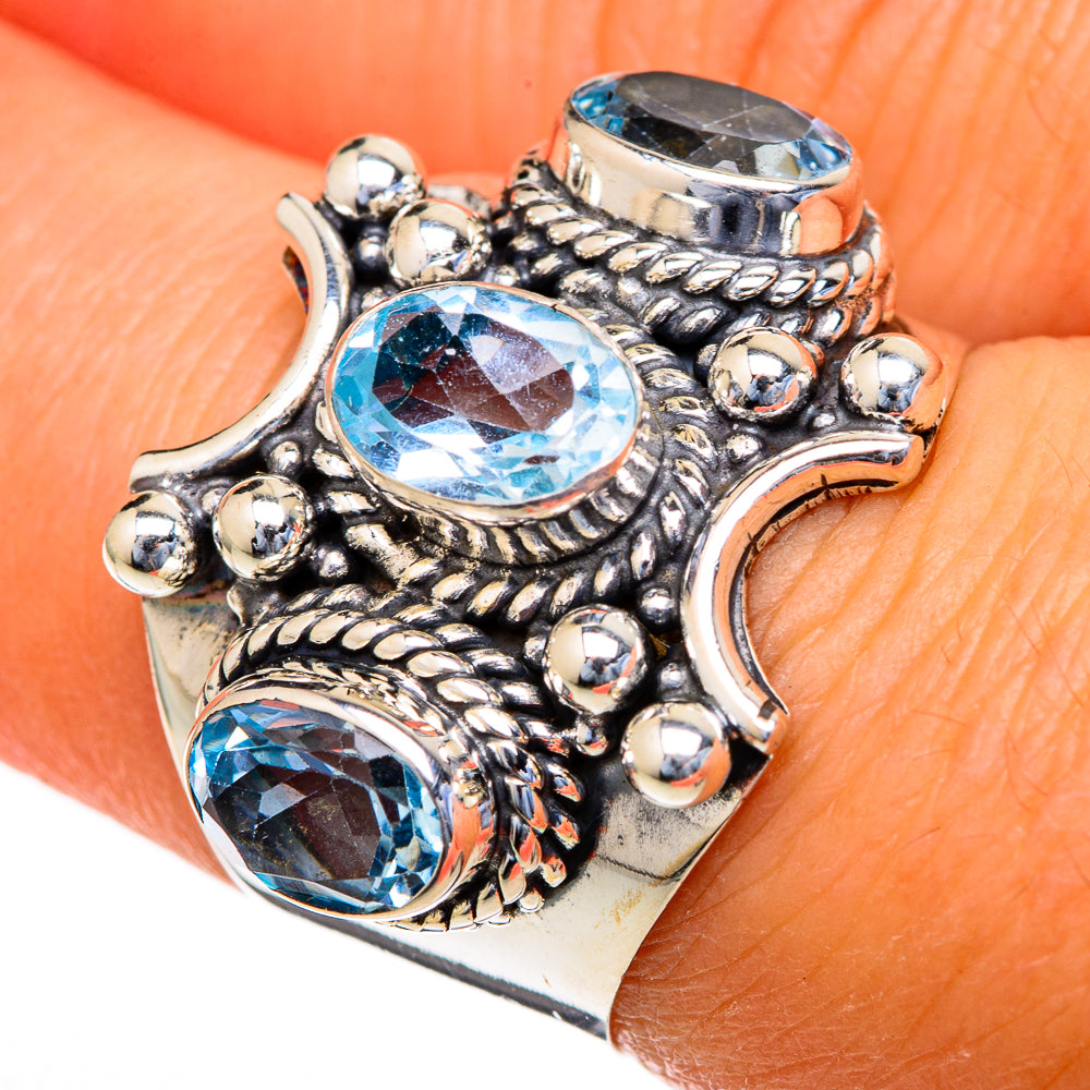 Blue Topaz Rings handcrafted by Ana Silver Co - RING103601