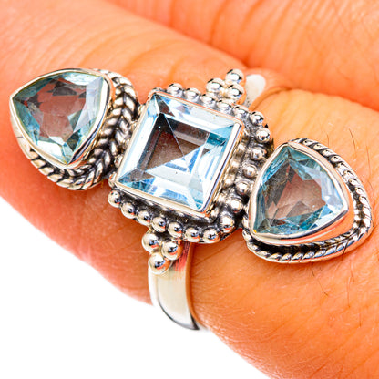 Blue Topaz Rings handcrafted by Ana Silver Co - RING103603