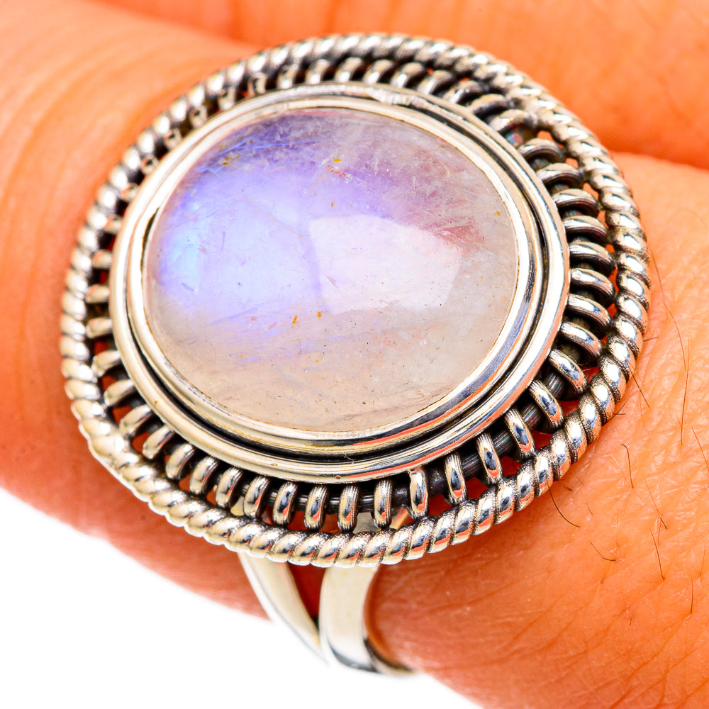 Rainbow Moonstone Rings handcrafted by Ana Silver Co - RING103620