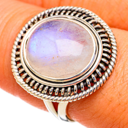 Rainbow Moonstone Rings handcrafted by Ana Silver Co - RING103620