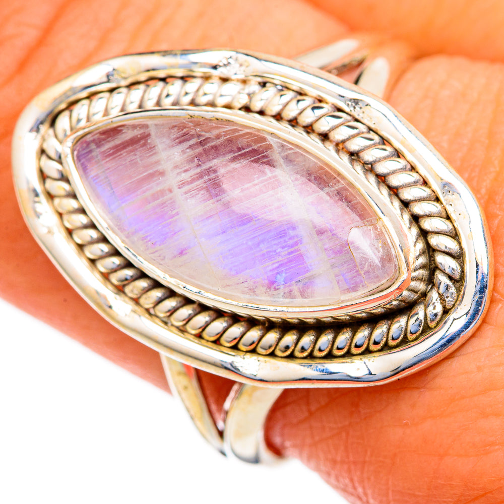 Rainbow Moonstone Rings handcrafted by Ana Silver Co - RING103621