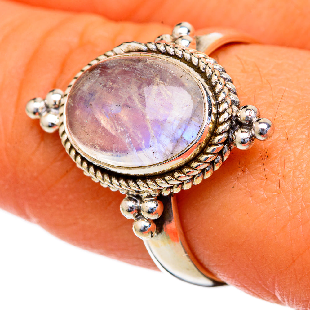 Rainbow Moonstone Rings handcrafted by Ana Silver Co - RING103623