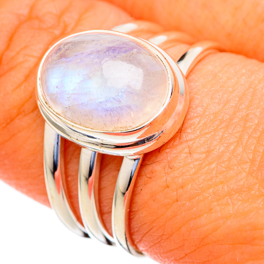 Rainbow Moonstone Rings handcrafted by Ana Silver Co - RING103624