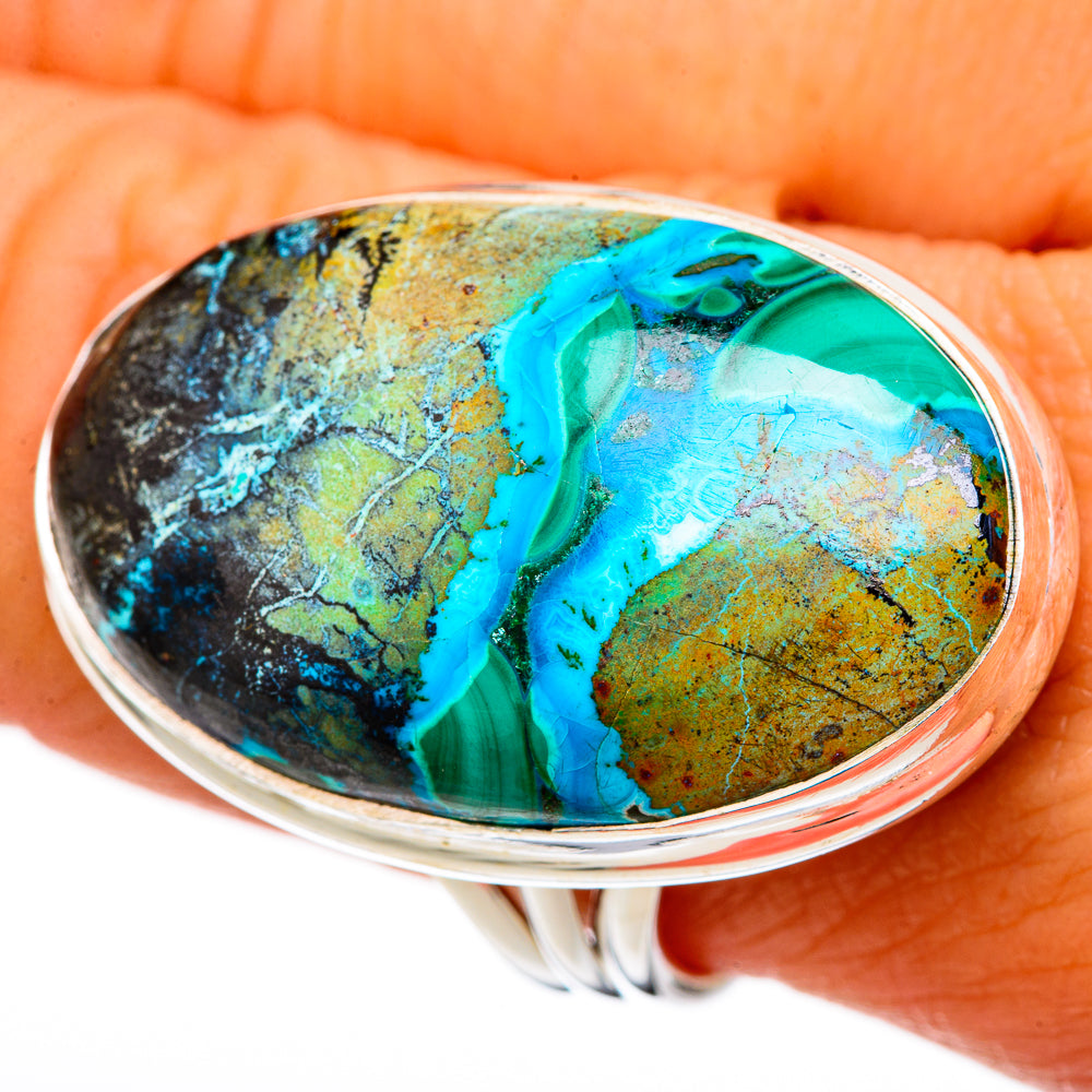 Chrysocolla In Malachite Rings handcrafted by Ana Silver Co - RING103687