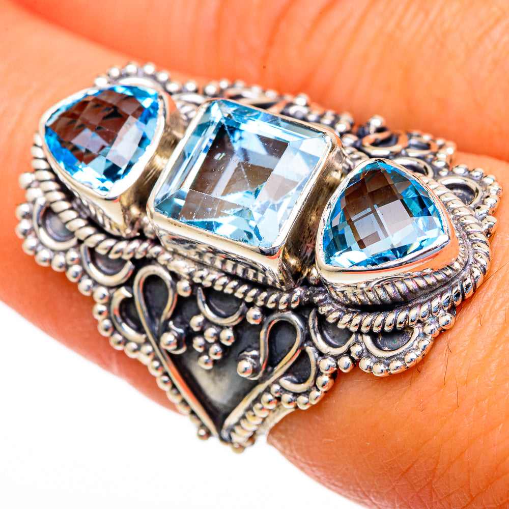 Blue Topaz Rings handcrafted by Ana Silver Co - RING103702