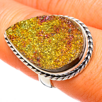 Spectro Pyrite Druzy Rings handcrafted by Ana Silver Co - RING103737