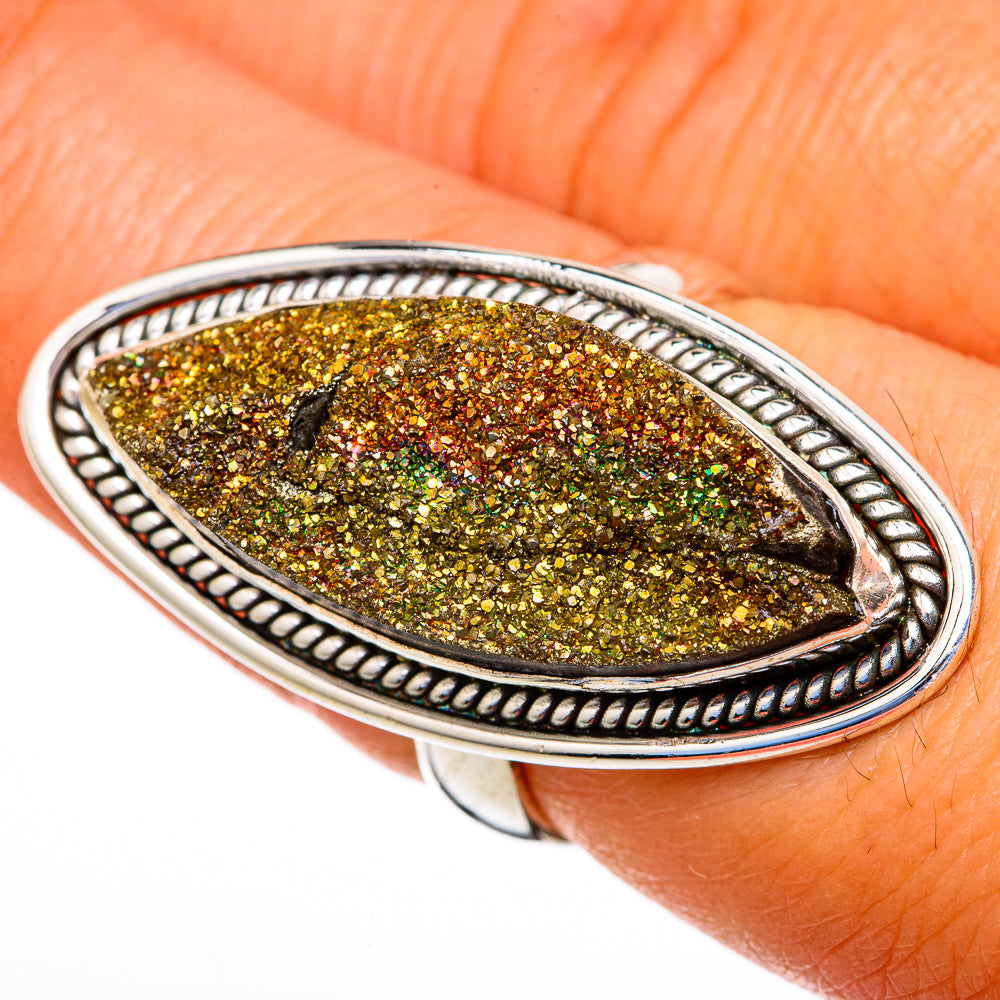 Spectro Pyrite Druzy Rings handcrafted by Ana Silver Co - RING103738