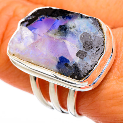 Rainbow Moonstone Rings handcrafted by Ana Silver Co - RING103741