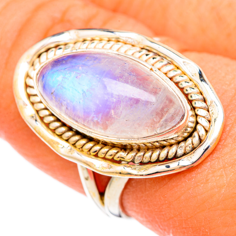 Rainbow Moonstone Rings handcrafted by Ana Silver Co - RING103793