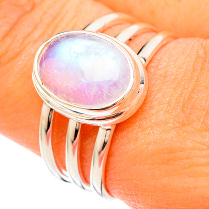 Rainbow Moonstone Rings handcrafted by Ana Silver Co - RING103794