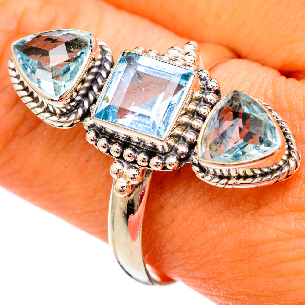 Blue Topaz Rings handcrafted by Ana Silver Co - RING103799