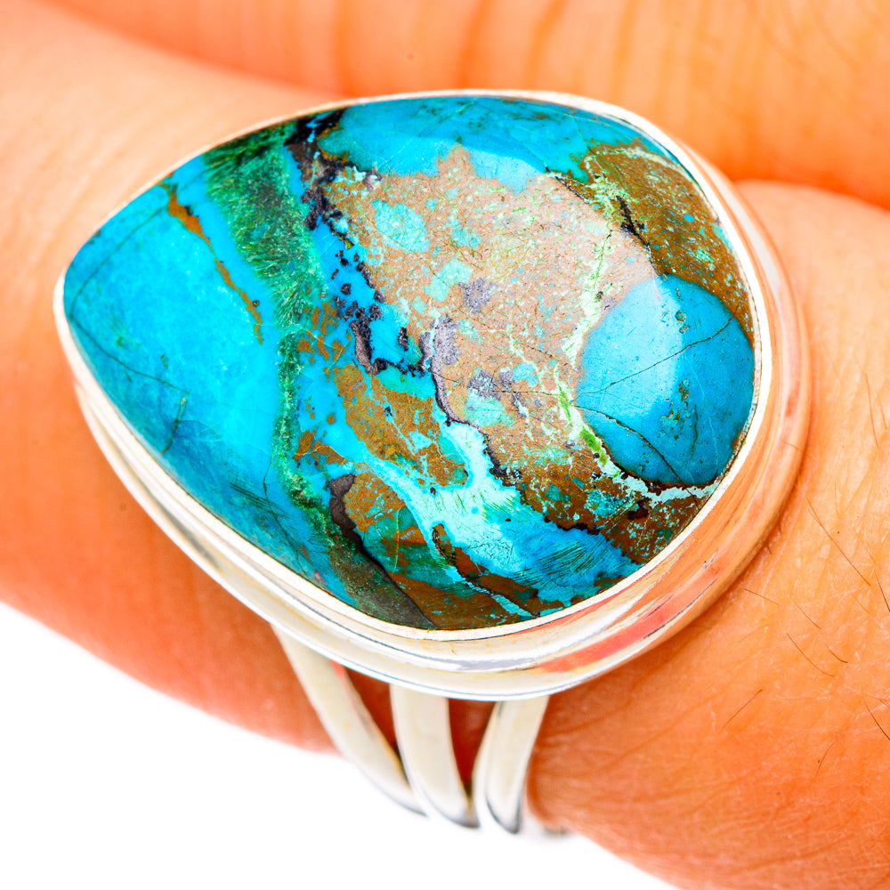 Chrysocolla In Malachite Rings handcrafted by Ana Silver Co - RING103801