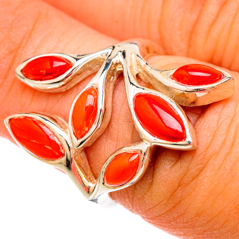 Mediterranean Red Coral Coral Rings handcrafted by Ana Silver Co - RING103805