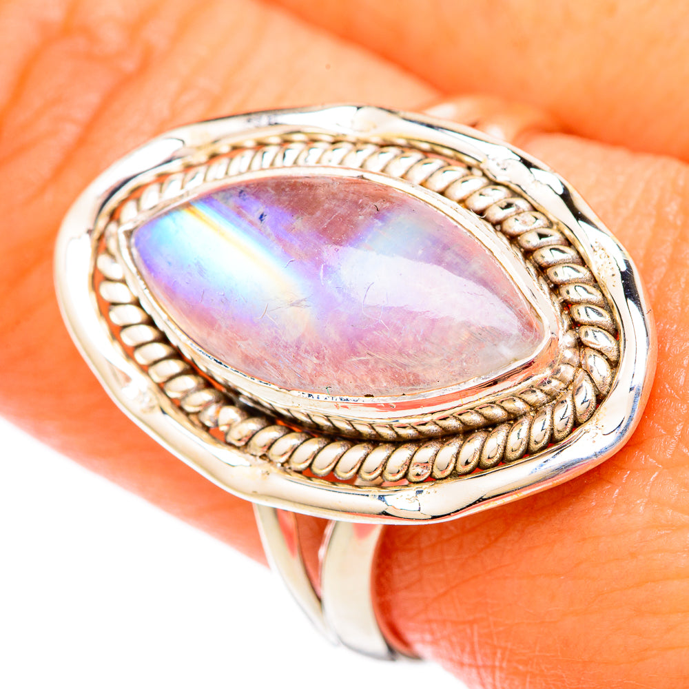Rainbow Moonstone Rings handcrafted by Ana Silver Co - RING103811