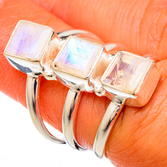 Rainbow Moosntone Rings handcrafted by Ana Silver Co - RING103812