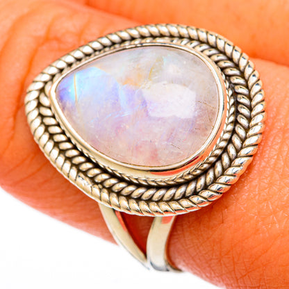 Rainbow Moonstone Rings handcrafted by Ana Silver Co - RING103814