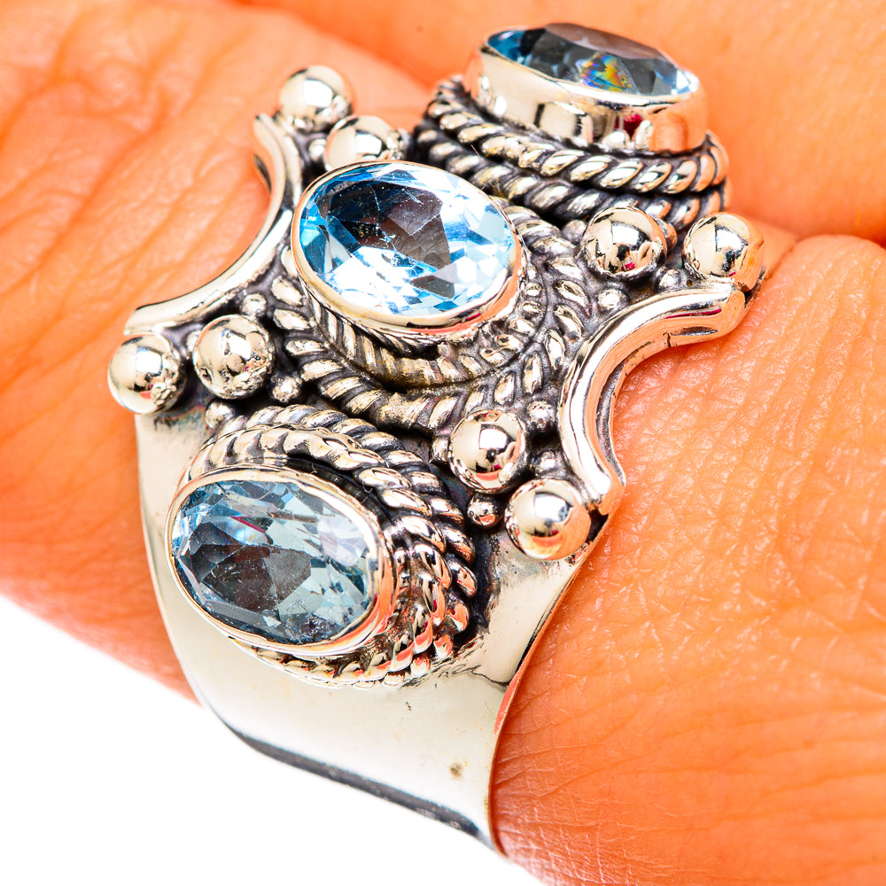 Blue Topaz Rings handcrafted by Ana Silver Co - RING103821